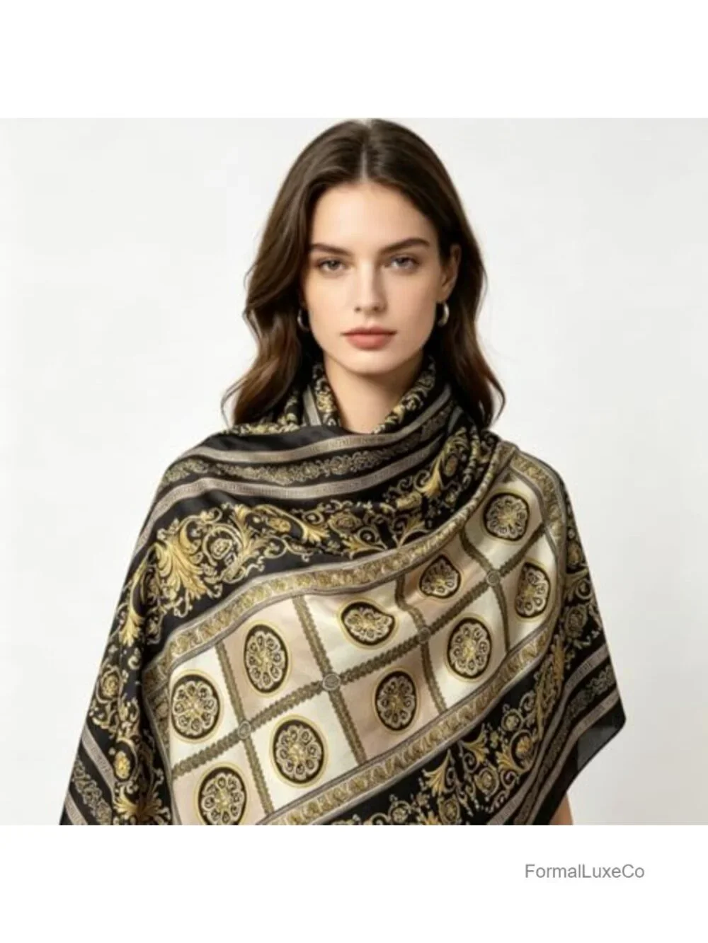 Silk Feeling Floral Scarf Shawl Wrap Lightweight Long Satin Evening Dress